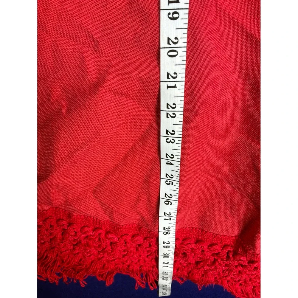 Boho Unisex Unbranded Round Fringe Crochet Tablecloth 60in Red